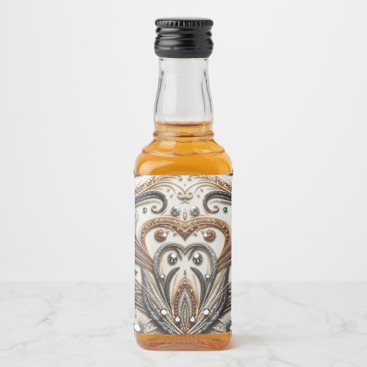 宝石のキラキラした花柄 リキュールボトルラベル (正面)