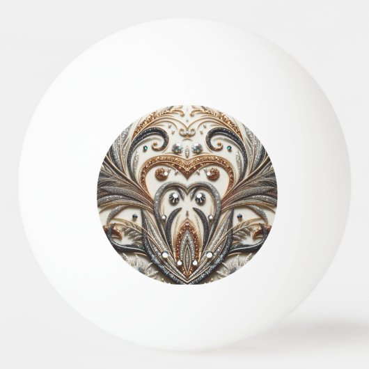 宝石のキラキラした花柄 卓球ボール (正面)