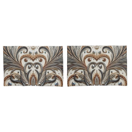 宝石のキラキラした花柄 枕カバー (フロントセット)