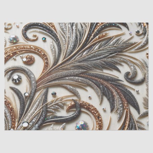 宝石のキラキラした花柄 薄葉紙 (正面)