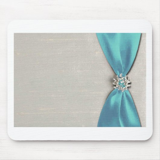 宝石のコピーが付いている青いサテンリボン マウスパッド (正面)