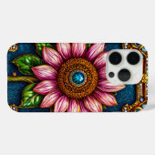 宝石のディテールが施されたピンクのひまわり Case-Mate iPhoneケース (裏面 (横))