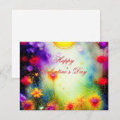 宝石のハートと花のバレンタイン シーズンカード (正面/裏面)