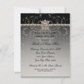 宝石の一見の銀のきらきら光るな八角形のダイヤモンドの渦巻 招待状 (裏面)