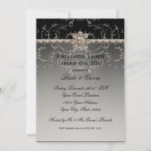 宝石の一見の銀のきらきら光るな八角形のダイヤモンドの渦巻 招待状 (裏面)