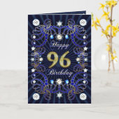 宝石の固まりが付いている第96バースデー・カード カード (黄色い花)