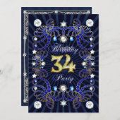 宝石の固まりとの第34誕生会の招待 招待状 (正面/裏面)