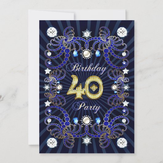 宝石の固まりとの第40誕生会の招待 招待状 (正面)