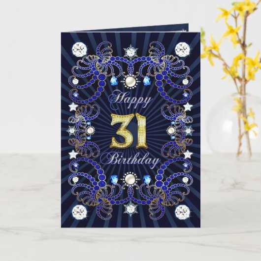 宝石の塊と31の誕生日カード カード (黄色い花)