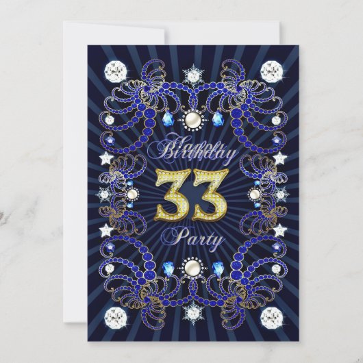 宝石の塊を持つ第33歳の招待状 招待状 (正面)