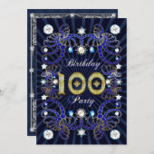 宝石の塊を持つ100th誕生日パーティー招待状 招待状 (正面/裏面)