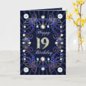 宝石の塊を持つ19th誕生日カード カード (黄色い花)