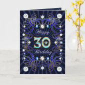 宝石の塊を持つ30th誕生日カード カード (黄色い花)