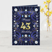 宝石の塊を持つ43歳の誕生日カード カード (黄色い花)