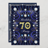 宝石の塊を持つ70th誕生日パーティー招待状 招待状 (正面/裏面)