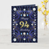 宝石の塊を持つ94th誕生日カード カード (黄色い花)