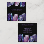 *宝石の宇宙の宝石用原石の水彩画の宇宙水晶 スクエア名刺 (正面/裏面)