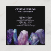 *宝石の宇宙の宝石用原石の水彩画の宇宙水晶 スクエア名刺 (裏面)