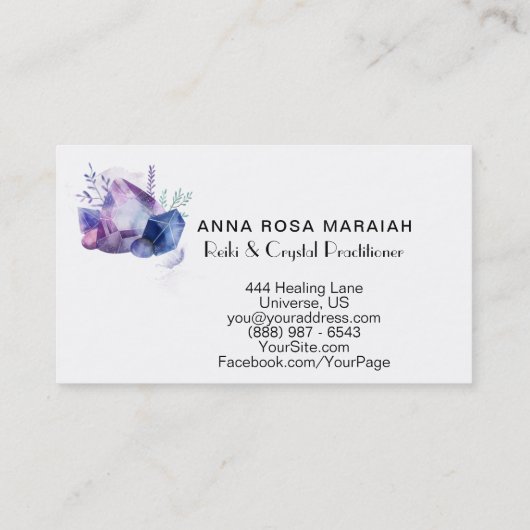 *宝石の宇宙の宝石用原石の水彩画の宇宙水晶 名刺 (裏面)