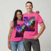 宝石の山々数々のファンタジー色のクリスタルアクティー Tシャツ (ユニセックス)