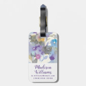 宝石の庭|の紫色のパステル調の花びら ラゲッジタグ (裏面縦)