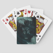 宝石の手のひら結婚の葉の全ティール(緑がかった色)ID830 トランプ (裏面)