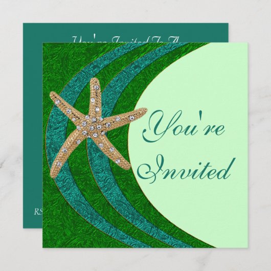 宝石の星の魚のパーティーの招待状 招待状 (正面/裏面)