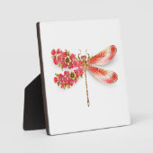 宝石の桜が付いた花のトンボ フォトプラーク (正面)