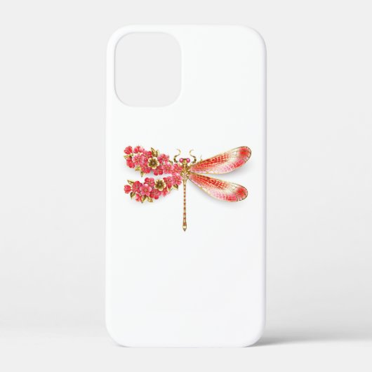 宝石の桜が付いた花のトンボ Case-Mate iPhoneケース (裏面)