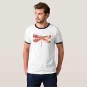 宝石の桜が付いた花のトンボ Tシャツ (正面フル)