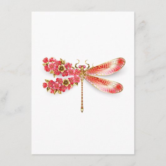 宝石の桜の花とトンボ エンクロージャーカード (正面)