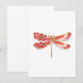 宝石の桜の花とトンボ エンクロージャーカード (正面/裏面)