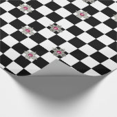 宝石の白黒チェッカーボードラッピング紙 ラッピングペーパー (角)