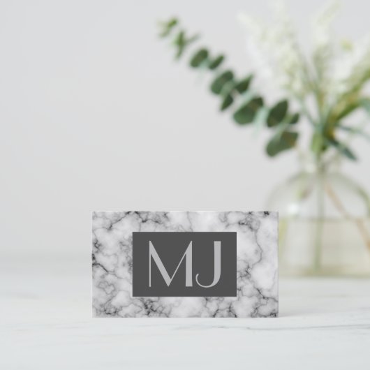 宝石の石のパターン、グレー/グレー大理石 名刺 (スタンド正面)