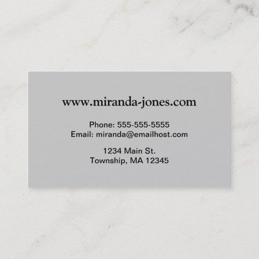 宝石の石のパターン、グレー/グレー大理石 名刺 (裏面)