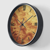 宝石の石のパターン、金ゴールドと茶色の虎の目 壁時計 (傾斜)