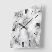 宝石の石模様、グレーと黒の大理石 スクエア壁時計 (傾斜)