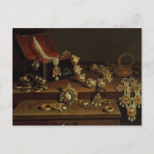 宝石の箱が机の上にある ポストカード (正面)