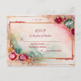 宝石の結婚式RSVP ポストカード