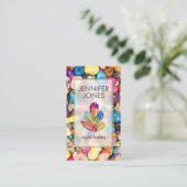 宝石の結晶の癒しカラフルクラスタ 名刺 (スタンド正面)