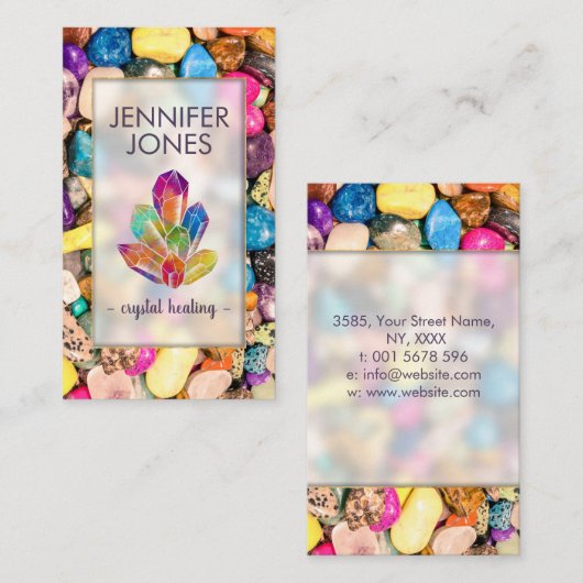 宝石の結晶の癒しカラフルクラスタ 名刺 (正面/裏面)
