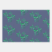 宝石の結晶トナカイのクリスマスパターン ラッピングペーパーシート (正面2)