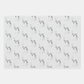 宝石の結晶トナカイのクリスマスパターン ラッピングペーパーシート (正面)