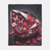 宝石の結晶ルビーバタフライガーデン フリースブランケット (正面)