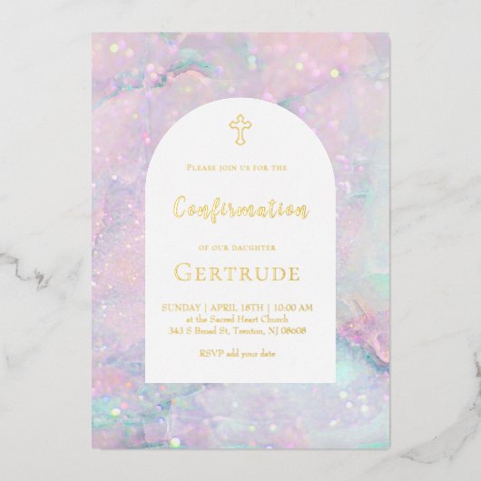 宝石の背景の確認 箔招待状 (正面)