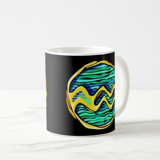 宝石の色のアクエリアス記号 コーヒーマグカップ (正面右)