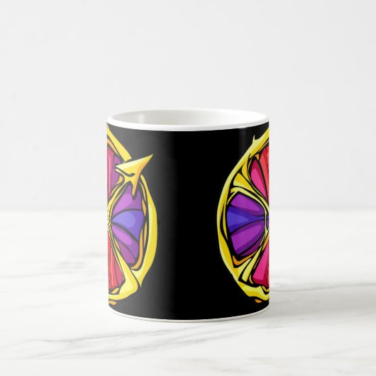 宝石の色の射手座記号 コーヒーマグカップ (中央)