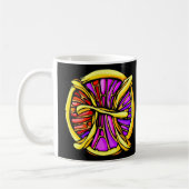 宝石の色付き魚座の記号 コーヒーマグカップ (左)