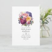 宝石の色調と緑のフローラ結婚の 招待状 (スタンド正面)