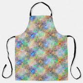 宝石の色調に白いカラフル曼荼羅の模様 エプロン (正面)